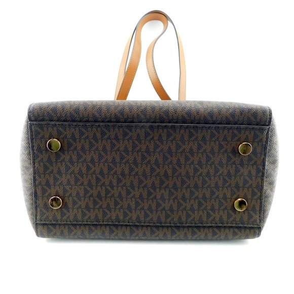 MICHAEL KORS Signature MK Logo Brown Shopper Tote Shoulder Bag - Picture 3 of 9